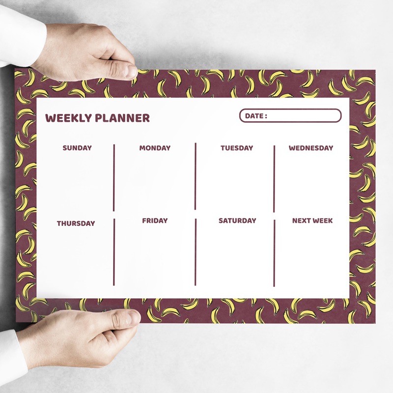 

WEEKLY PLANNER BANANA / Poster Planner / Jadwal Mingguan / Note To Self / Poster