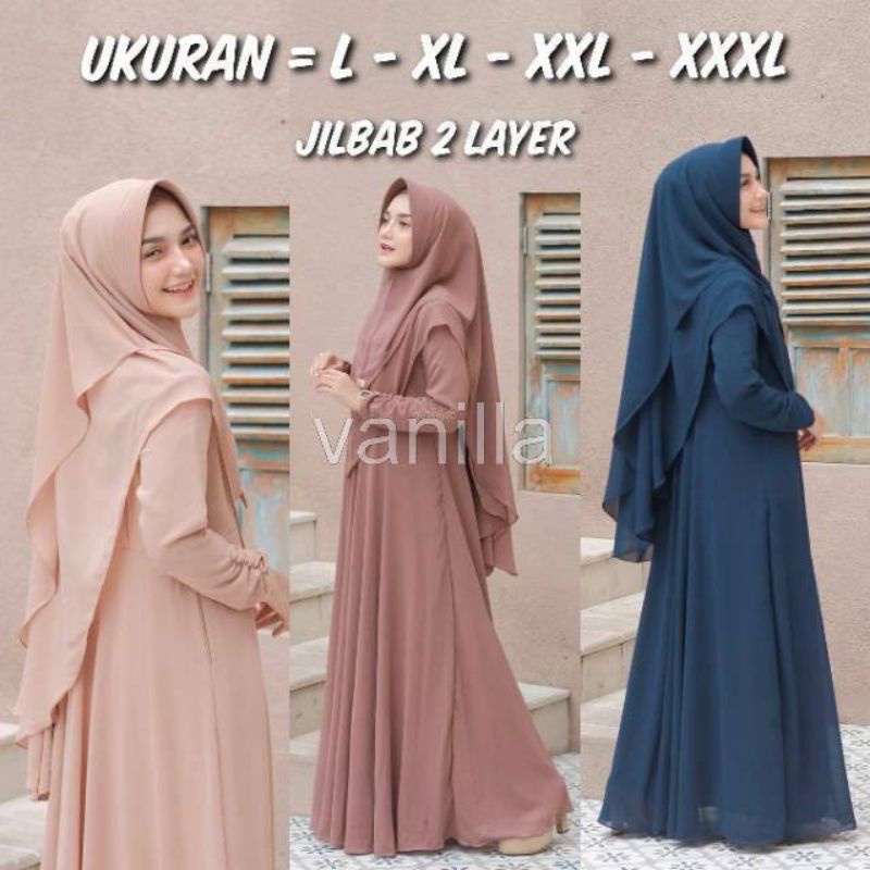 Gamis Syar'i Jumbo Ukuran M - XXXL Busui set Khimar 2.