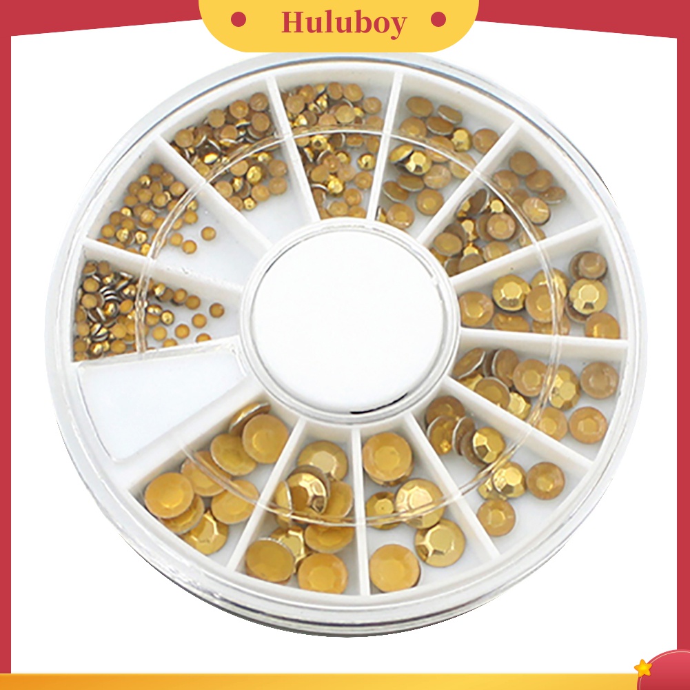 Huluboy Huluboy♡ Tempat Penyimpanan Bentuk Roda Isi Manik-Manik Kuku 3D Bahan Akrilik Warna Emas