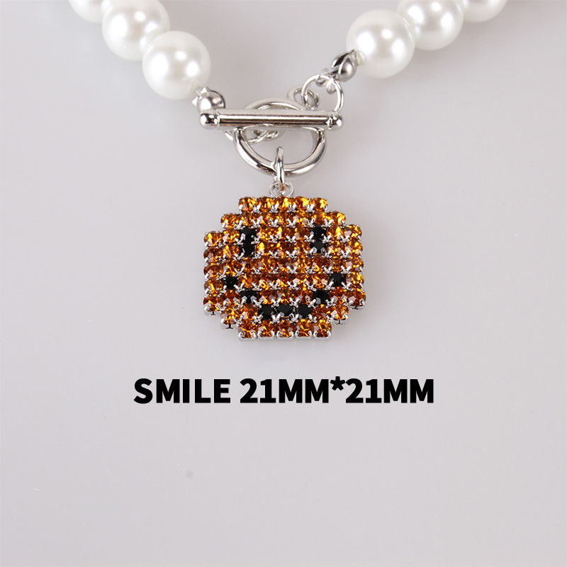 Kalung Mutiara Rantai Wanita Dengan Liontin Bentuk Smiley Gaya Retro Korea