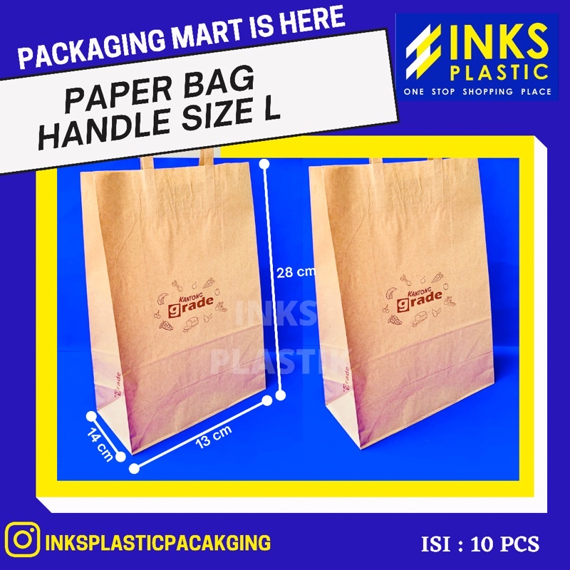 

PAPERBAG COKLAT/ PAPER BAG HANDLE SIZE L ( 10 PCS )