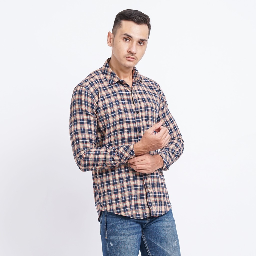 Kemeja Flanel Pria Lengan Panjang Kemeja Motif Kotak Kotak Premium Kemeja Cowok 3