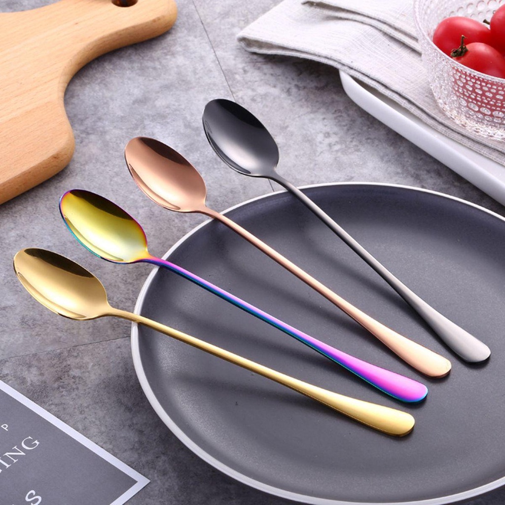 [Elegan] Sendok Teh Dapur Rumah Es Krim Gagang Panjang Scoop Juice Stirring Tool