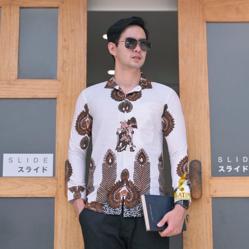 ARJUNA Batik Pria Lengan Panjang Slim fit Kemeja Kerja Formal Seragam Kantor Cowok Dewasa Baju Sarim