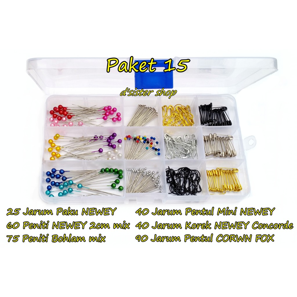 Paket Hemat 15 Peniti Bohlam NEWEY mini 2cm Jarum Pentul korek wijen paku CROWN FOX