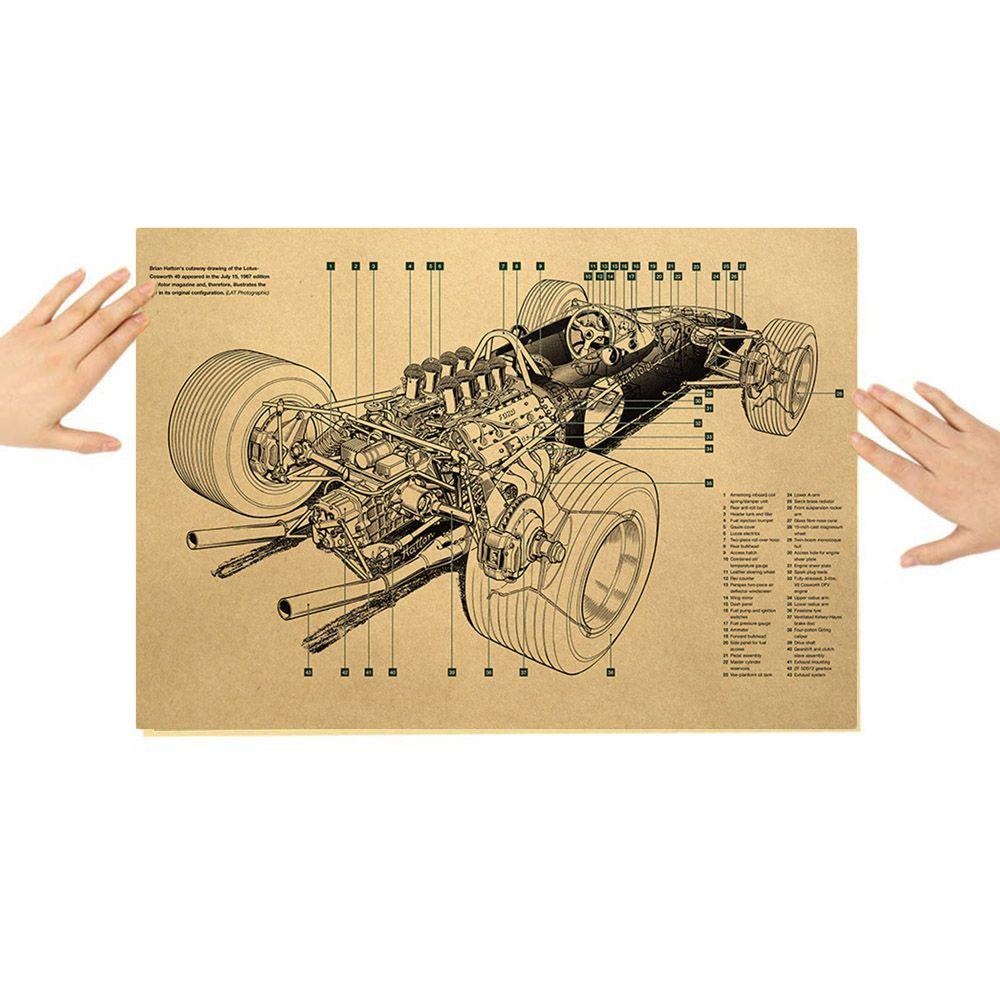 R-flower Mechanical Cross section Diagram Gift Bars Cafe Hiasan Desain Kapal Perang Stiker Dinding