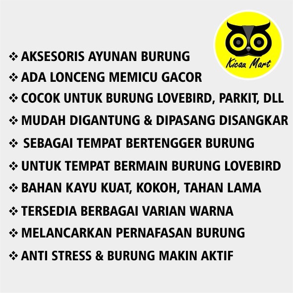 AYUNAN BURUNG TALI SERAT TANGKRINGAN GANTUNG MAINAN NURI PARKIT LOVEBIRD PARROT PAROT FALK NURI AYCL