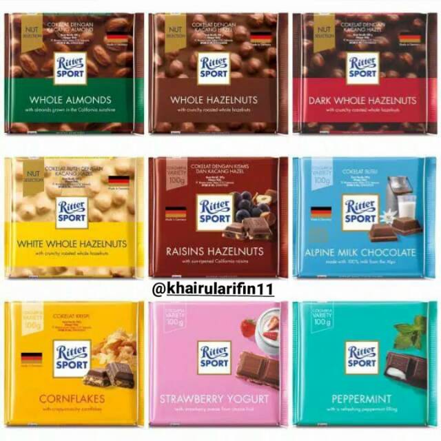 Jual RITTER SPORT COKLAT GERMANY MURAH 100GR | Shopee Indonesia