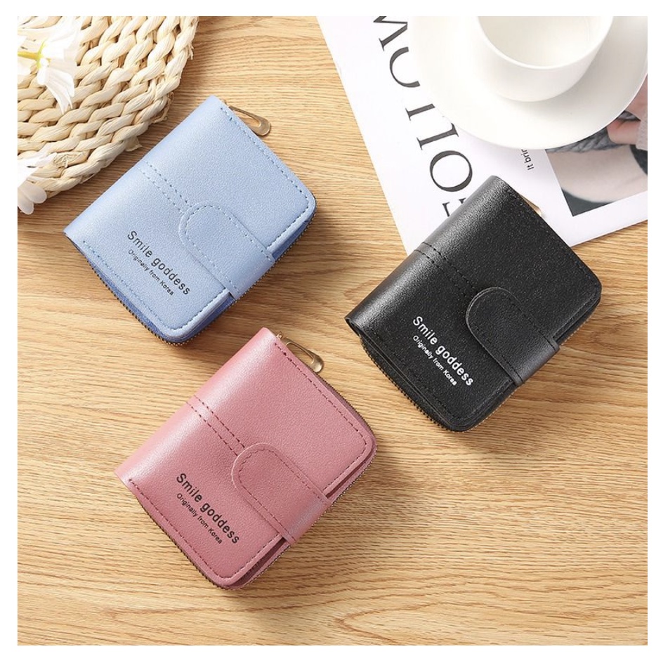 Dompet Lipat Dompet Compact Wanita Import Korean Style dengan slot koin