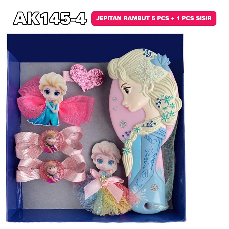 SET SISIR RAMBUT AKSESORIS JEPIT RAMBUT ANAK PEREMPUAN MOTIF ELSA FROZEN HIASAN RAMBUT AK145