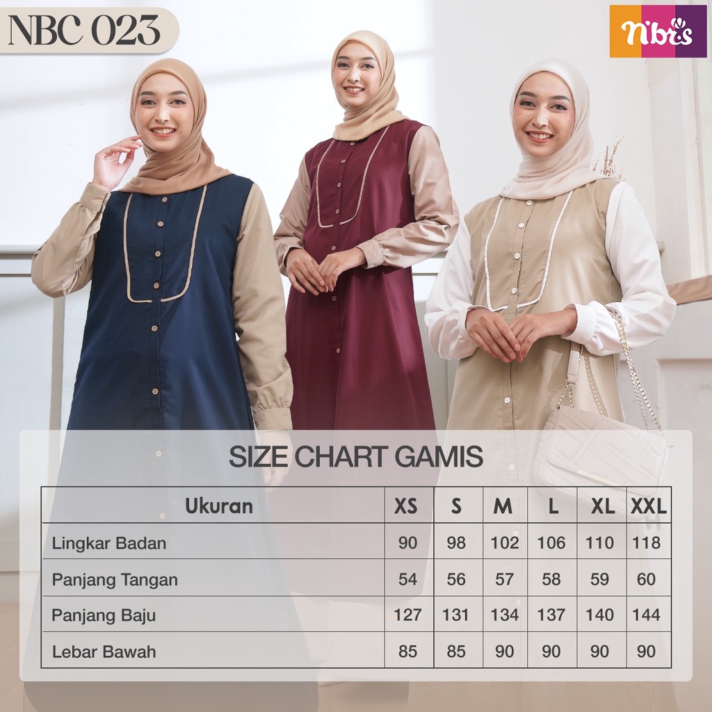 Nibras Gamis NBC 23 Bahan Toyobo Dress Fashion Muslimah Simpel Kekinian bisa COD