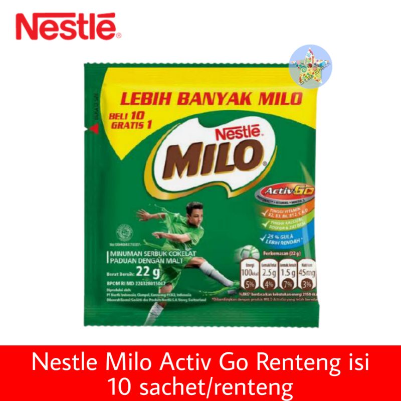 

Nestle Milo Activ Go renteng isi 10 sachet/renteng