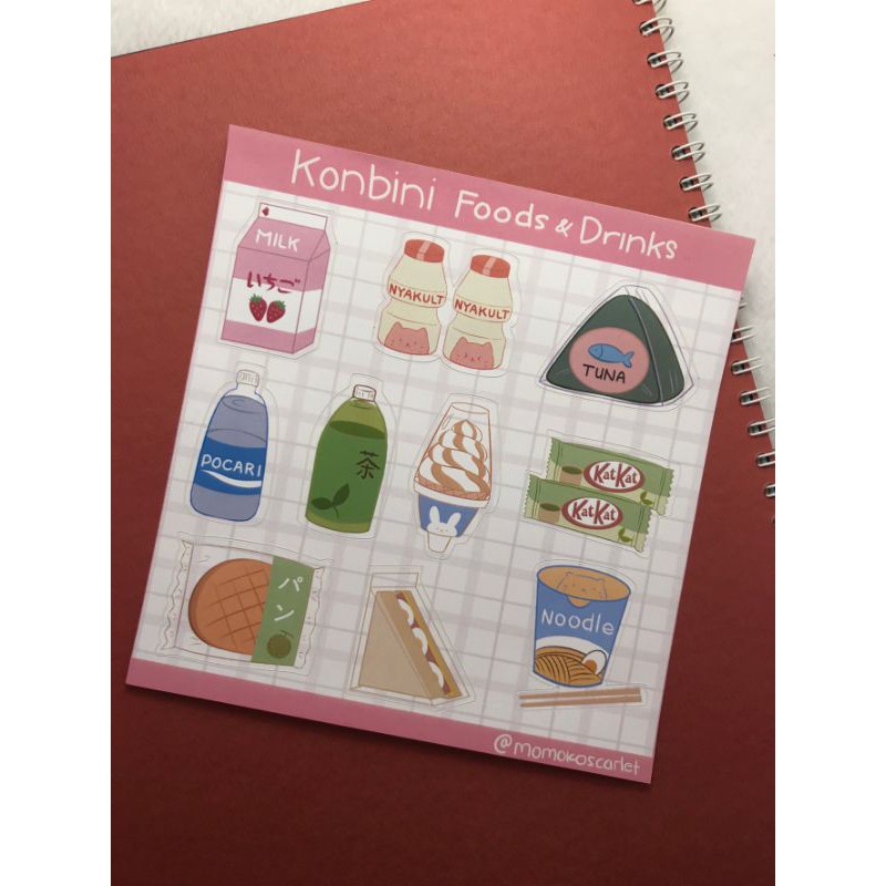 

stiker scrapbook konbini food supermarket Jepang