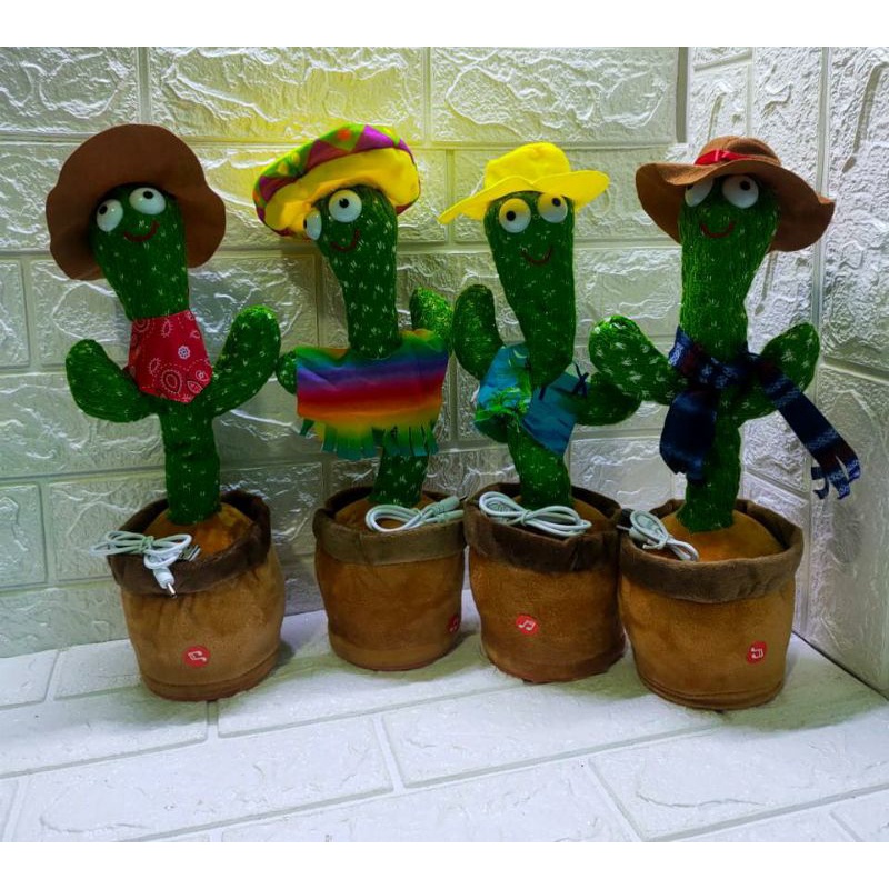 BONEKA KAKTUS BICARA - DANCING CACTUS TOY (BISA BiCARA) faktur Pake Baju-Topi