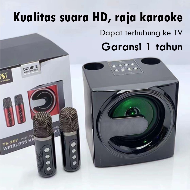 E ONE speaker bluetooth karaoke set lengkap speaker bluetooth 2 mic wireless /Built-in membatalkan fungsi suara asli