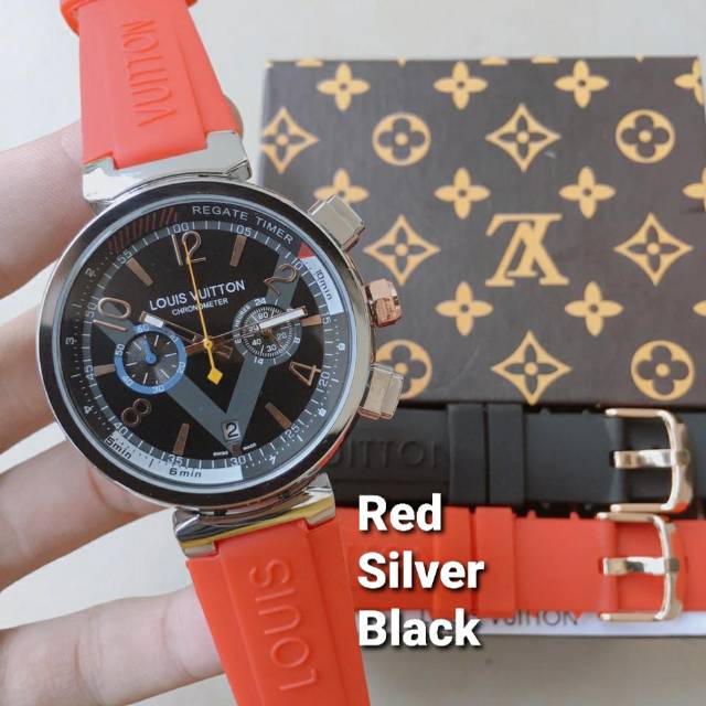 JAM TANGAN WANITA LOUIS VUITTON LV111TB CHRONOGRAPH AKTIF GRADE SUPER PREMIUM FREE TALI DAN BOX