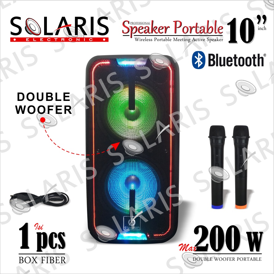 SPEAKER AKTIF PORTABLE 10 Inch DOUBLE WOOFER CRIMSON CR-10 LAMBDA