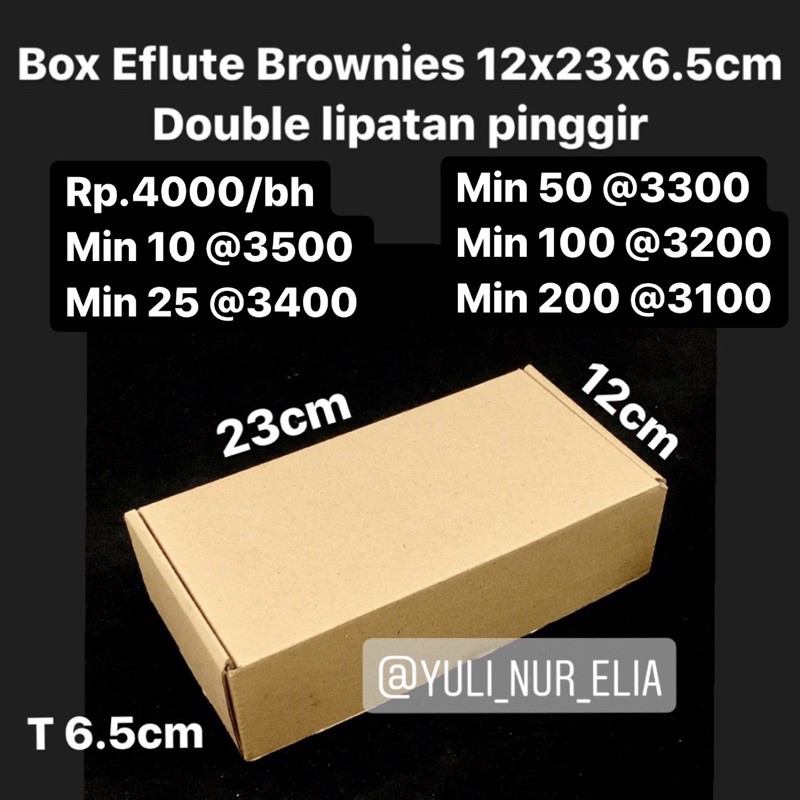 

Box Eflute Brownies 12x24x6.5cm LIpat double lipatan pinggir