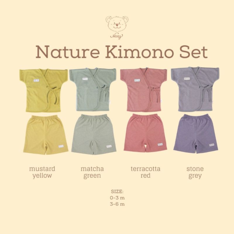 Kimono Nary Nature Set Baju bayi pendek