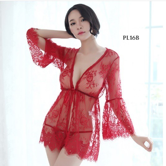 [PRODUK FAVORIT] PIYAMA WANITA BAJU TIDUR SEXY KIMONO LINGERIE MERAH PL16B