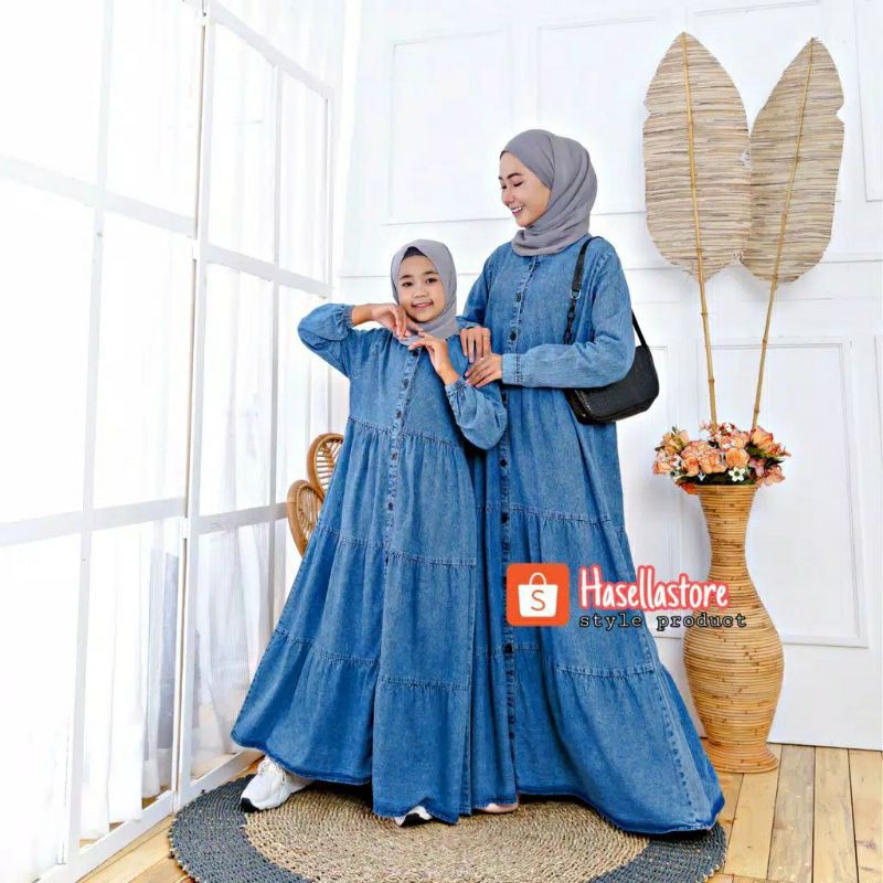 Gamis couple Jeans wash model rampel bertaru