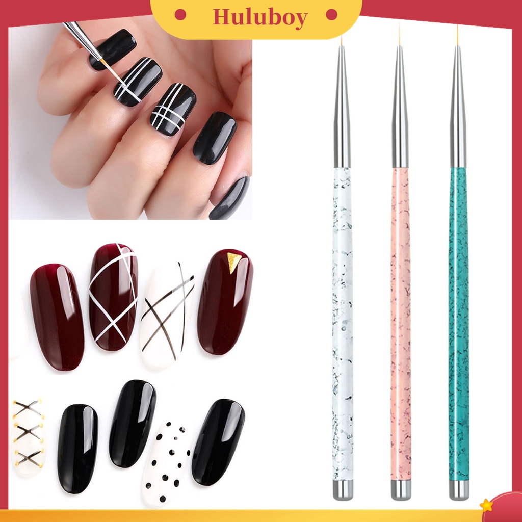 Huluboy Huluboy♡ 3 Pcs Pena Gambar Kuku Multifungsi Bahan Plastik Untuk Salon