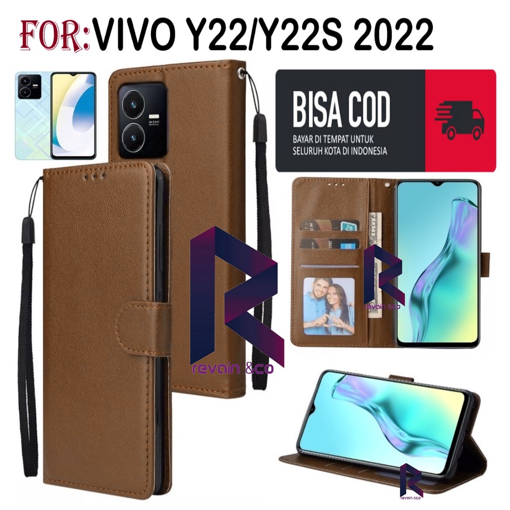 NEW VIVO Y22 Y22S 2022 CASE FLIP WALLET LEATHER KULIT PREMIUM SARUNG BUKA TUTUP FLIP CASE VIVO Y22/Y22S