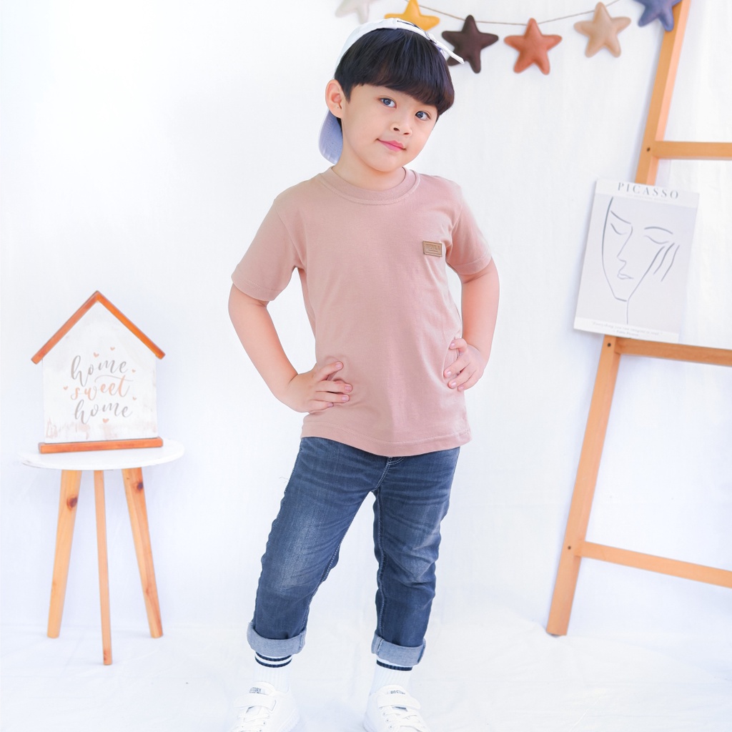 Kaos Polos Anak Laki Laki Perempuan Branded Premium Original | Mevla Kids - Kenzi Choco