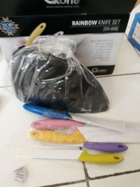 Oxone Ox-606. Pisau Set Rainbow Knife Set. Bahan Stainless Steel. Isi 6 Pcs