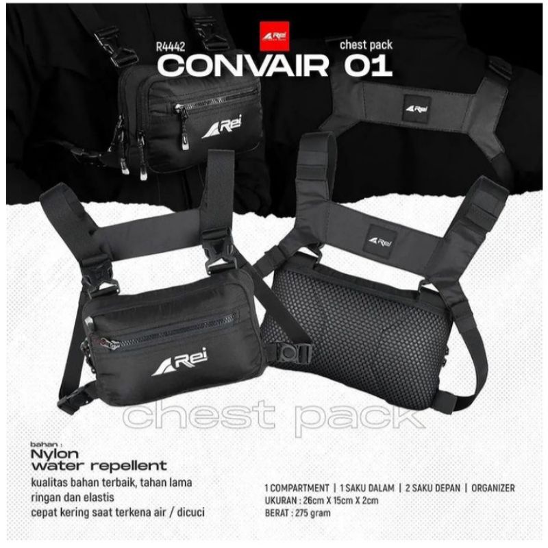 Chest Pack Pria CONVAIR 01 CONVAIR 02 AREI OUTDOORGEAR - Tas Dada Pria REI CONVAIR 01 AREI - TAS SEL