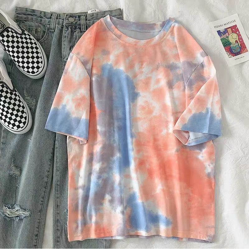 THISTLE SALE - Oversize Tee Tshirt Wanita Model Longgar Motif Abstrak Tie Dye