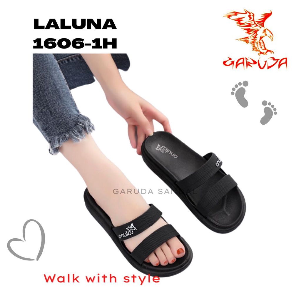 LALUNA 1606-1 Sandal Jelly Slop Karet Wanita Ban Dua Simple Cantik Elegant