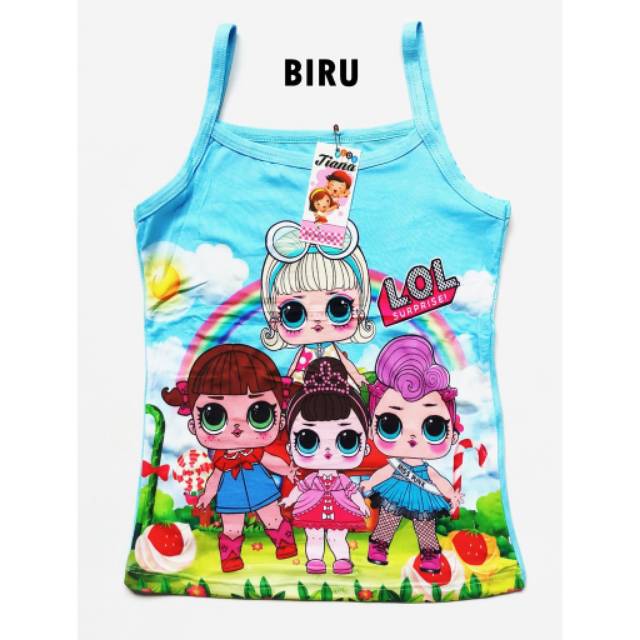 Kaos Dalam Singlet Anak Perempuan LOL 2-10 Th Bahan Katun Baju Kaos Anak Perempuan Cewek LOL