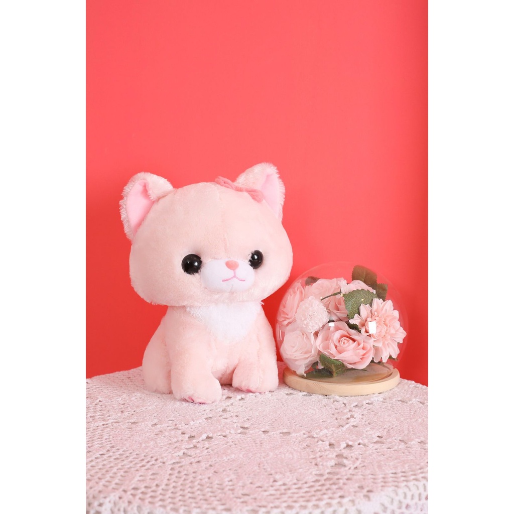 MAINAN BONEKA KUCING CAT FLUFFY WHITE PLUSH IMPOR