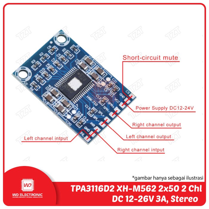 TPA3116D2 XH-M562 2x50W Dual Channel Stereo Mini Digital Amplifier Class D