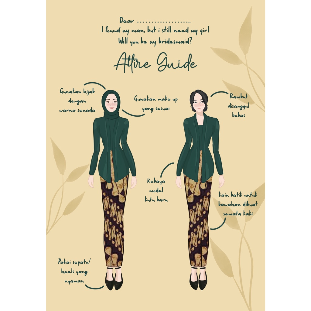 

Bridesmaid Groomsman Attire Guide Card Illustration