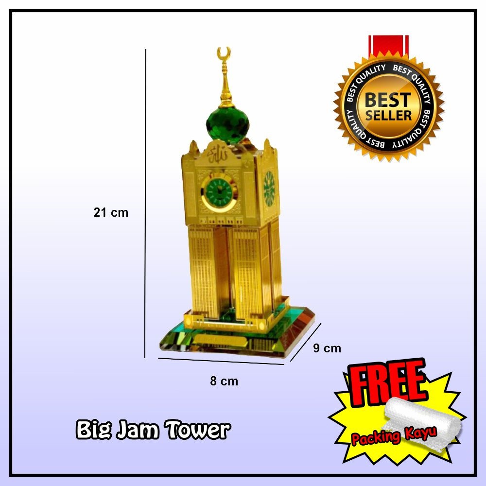 MIniatur Kristal Big Tower Jam Mekah