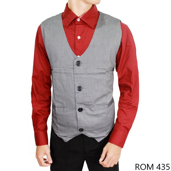 Rompi Vest Pria Katun Abu Muda - ROM 435