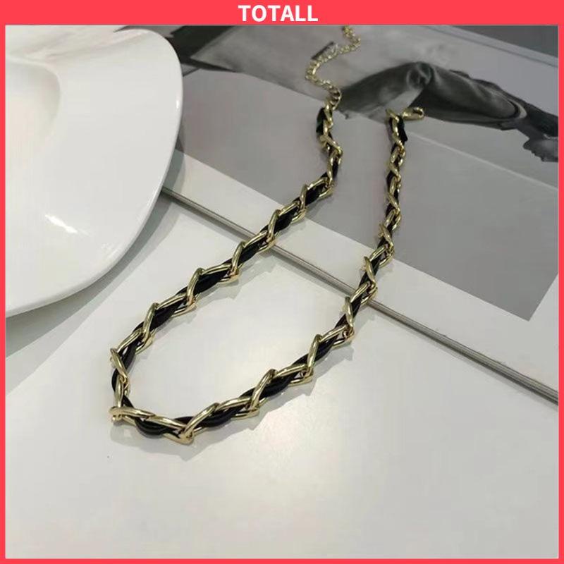 COD Vintage High-end Kalung Fashion Niche Kulit Jalinan Kalung Wanita Rantai Tulang Selangka-Totall