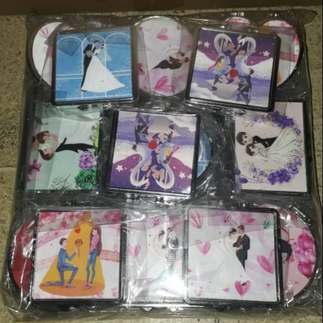 

50pcs souvenir kaca wedding 2sisi kemasan plastik lem