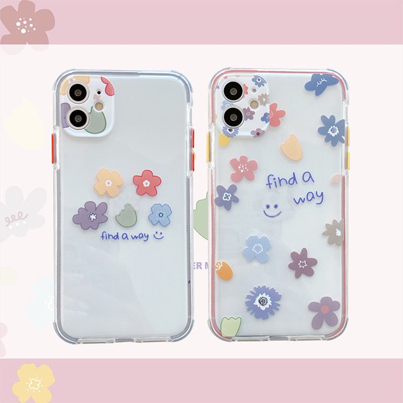 Transparent Flower Pattern Phone Case   For Iphone 11 12 Pro Max 7 8 Plus X Xs Xr Xsmax 7plus 8plus Soft Silicone cover