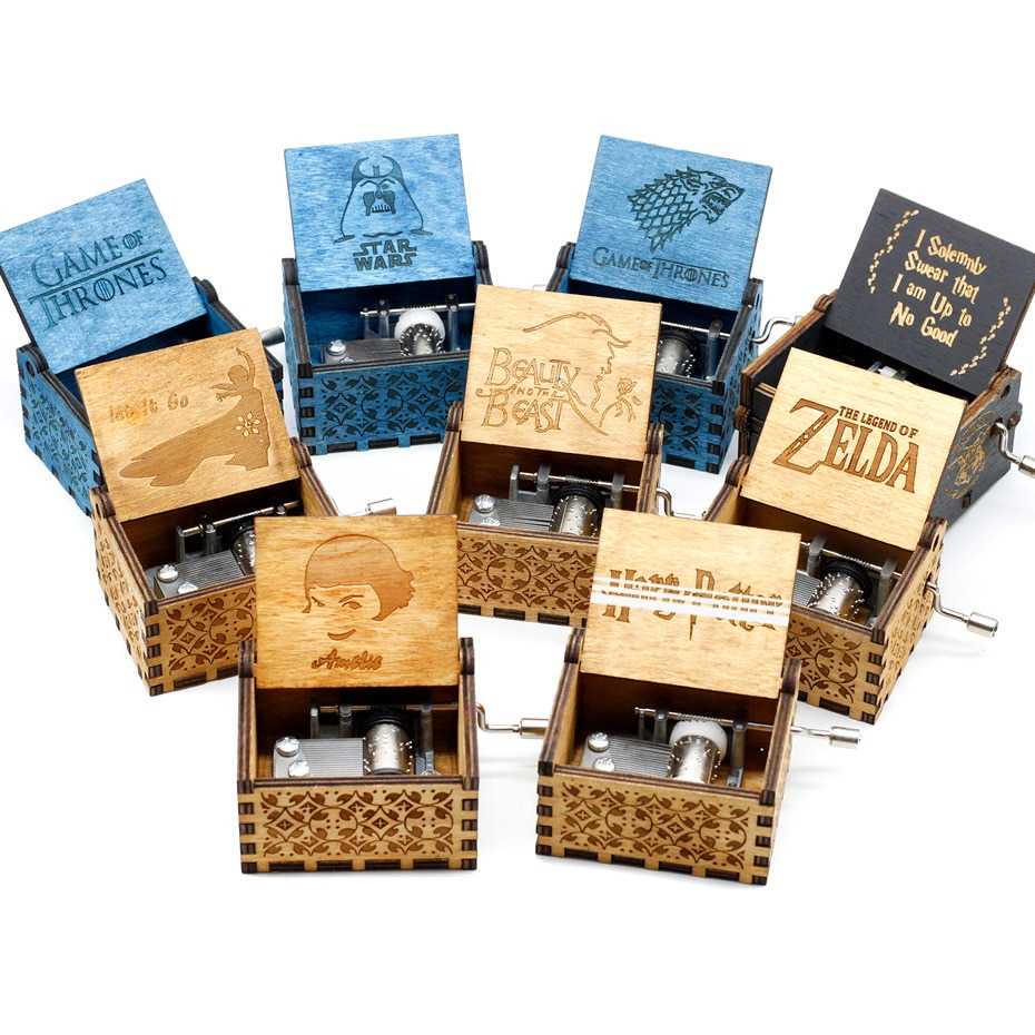 ANPRO Kotak Musik Antik Wooden Music Box Engraving - ADQ0194