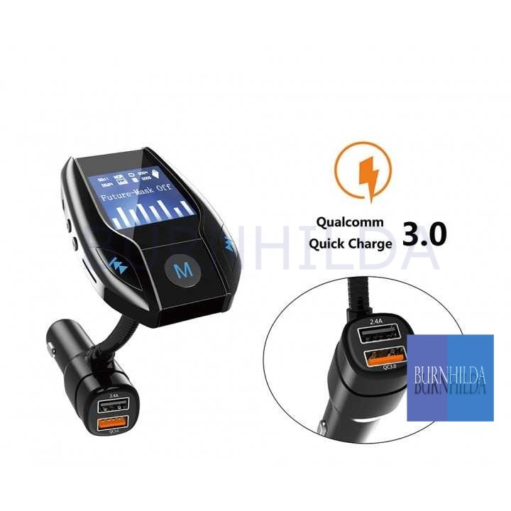 Qualcomm QC 3.0 Bluetooth Car Radio Transmitter Hands-Free mobil motor burnhilda