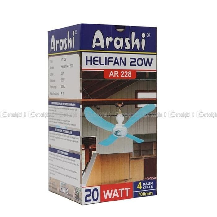 KIPAS ANGIN GANTUNG ARASHI 20 W BESAR HELI FAN 4 BALING 20 WATT MINIFAN AR288 TORNADO HARGA TERMURAH