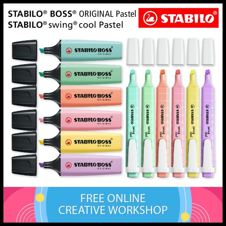 

Caramel | Stabilo Set 12 - Warna Pastel Boss Original Swing Cool Highlighter