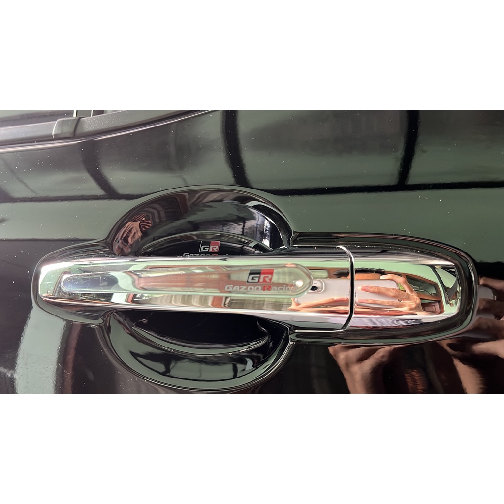 4 / 8pcs Stiker Pelindung Handle Pintu Mobil Toyota GR GAZOO Racing Bahan Silikon Kristal Epoxy Anti Gores