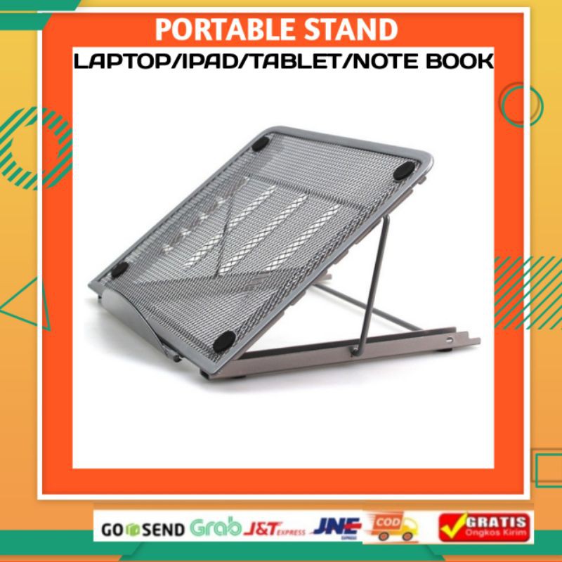 Portable laptop stand penyangga tablet laptop ipad macbook bahan metal