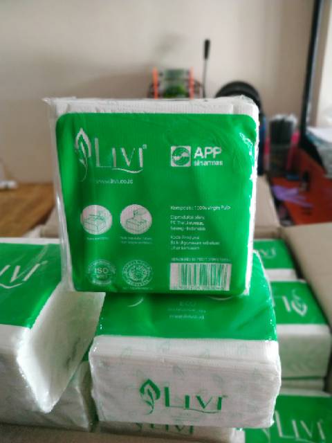 Tissue livi pop up reffil-tissue meja makan 150 sheets 2 ply