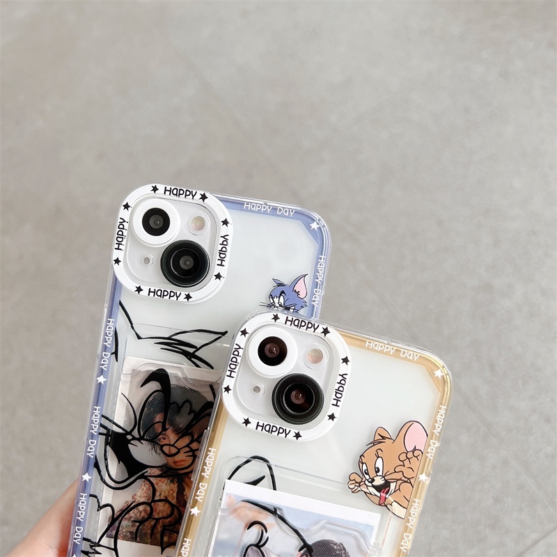 Soft Case Pelindung Lensa Transparan Desain Kucing Dan Tikus Untuk iPhone 12 13 Pro MAX 11 X XR XS MAX 7 8 Plus