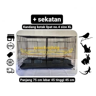 KANDANG BESI SEKAT TEBAL KOTAK LIPAT HEWAN PELIHARAAN BURUNG SUGAR GLIDER KUCING KELINCI MUSANG ANJI